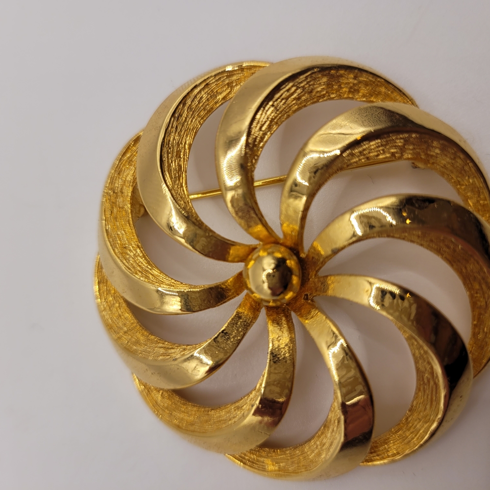Monet Gold Spiral Large Brooch